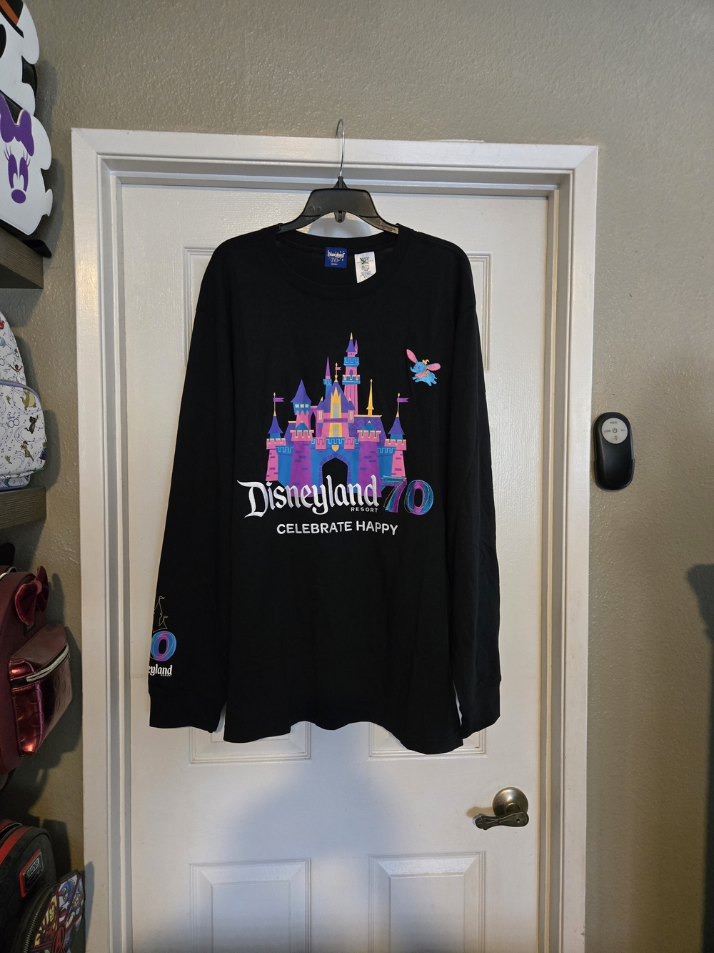 Disneyland 70th Celebrate Black Long-Sleeve Tee with Colorful Castle Graphic